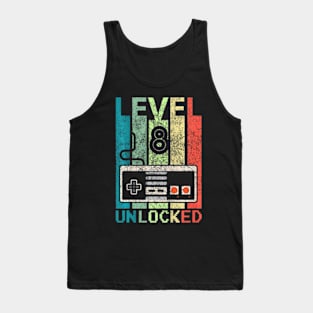 Kids Level 8 Unlocked Video Gamer 8Th Birthday Tank Top